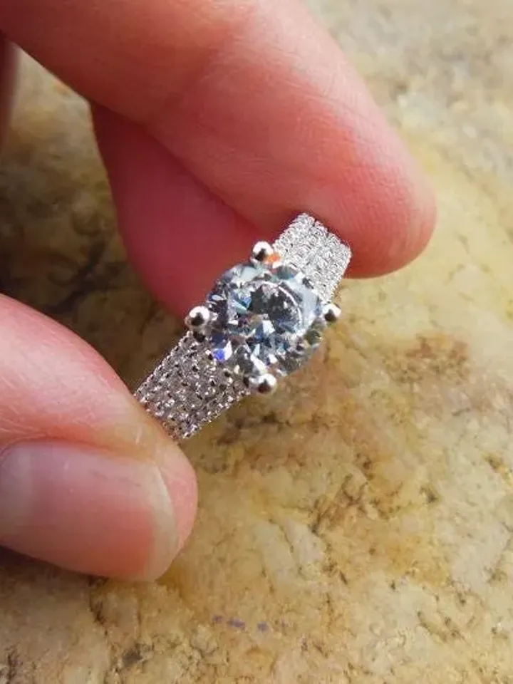 Item155-Solid 14k White Gold Round 7MM Semi Mount Ring / Diamond Ring / Engagement Ring