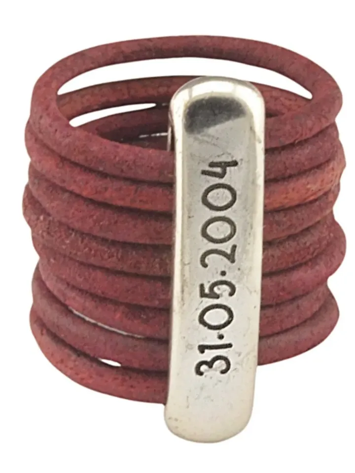 Custom Name or Date Wide Band Ring | Personalized Statement Wrap Leather Ring |Sentimental Gifts for Mom | Bohemian Jewelry Wraparound Ring