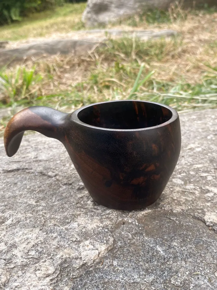 Handcarved Walnut Wood Kuksa, Handmade Mug, Wooden Cup, Camping Mug