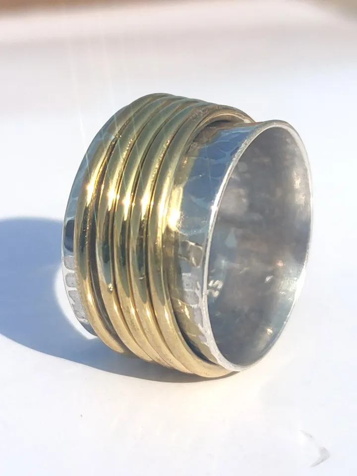 Spinner Ring, Band Ring, Handmade Ring, Hammered Ring, Wide Band Ring, Silver Band, Anniversary Gift, Gift For Her, Fidget Ring, Chunky Ring