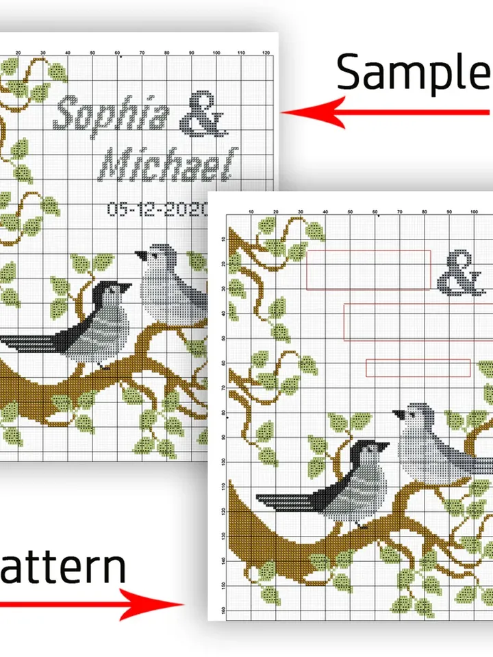 Anniversary cross stitch pattern. Save the date cross stitch. Wedding cross stitch. DIY.