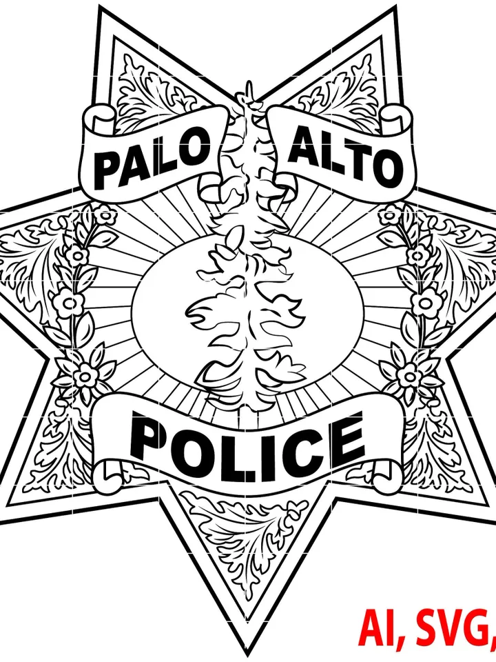 Palo Alto Police Badge, Logo, Seal, Custom, Ai, Vector, SVG, DXF, PNG, Digital