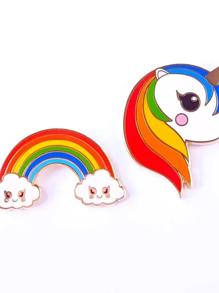Unicorn lapel pin rainbow enamel pin badge is a cute kawaii rainbow gift for her or him and every unicorn kawaii lover.