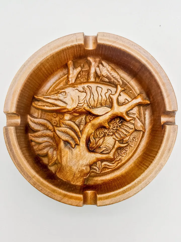fisherman gift, Ashtray fish, personalized fisherman, Wooden wall art, fisherman print, vintage ashtray, Wall Wooden bike, Biker Home Decor