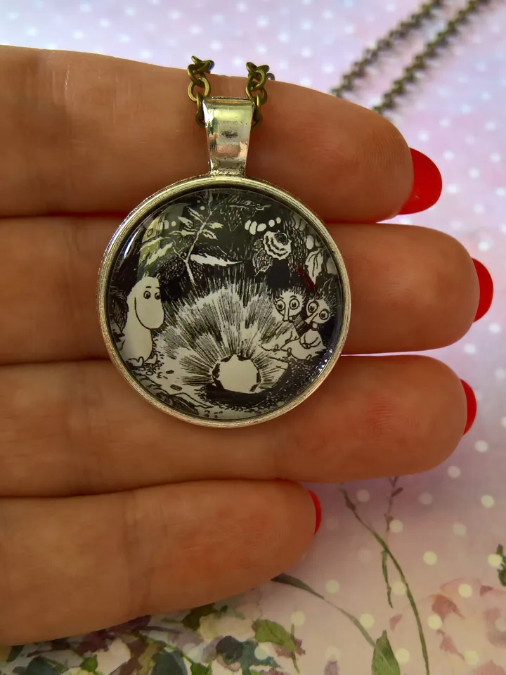 Moomin with Thingumy and Bob pendant Moomin necklace
