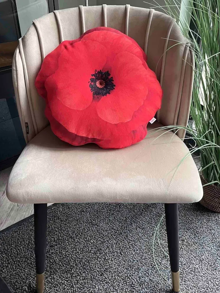Red poppy pillow / big poppy pillow / wildflower / red poppies / Mohnblumen kissen / coquelicot / red poppy cushion / summer flower