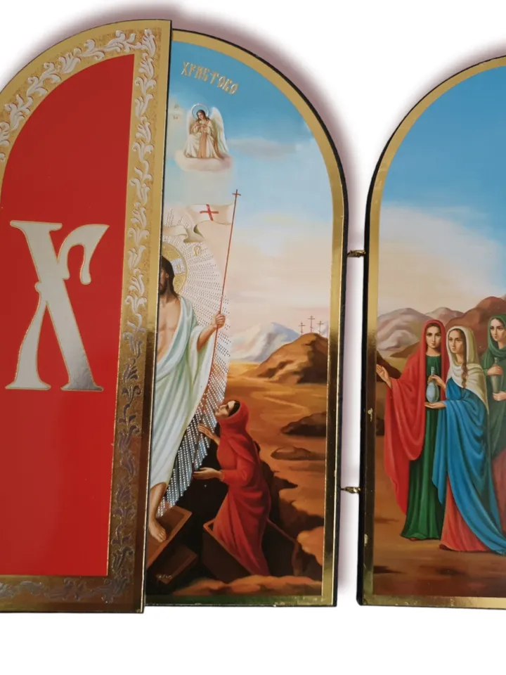 The Resurrection of Jesus Christ | Orthodox icon triptych | wooden icon | free shipping