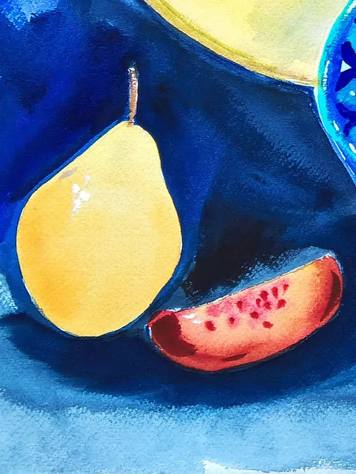Ukrainian art Still life in watercolor with juicy summer fruits Ukrainian artist Original painting