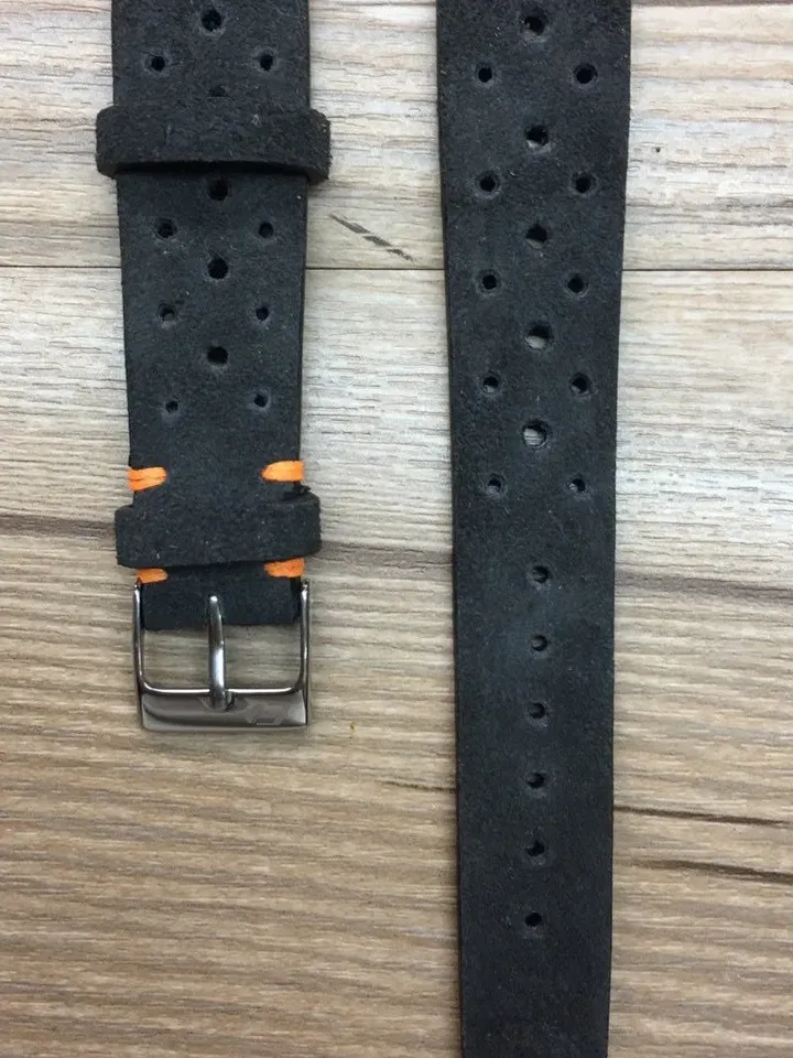 Leather watch strap, Leather watch band, Suede grey, Rally Watch strap, Racing watch band, 20mm watch band, FREE SHIPPING