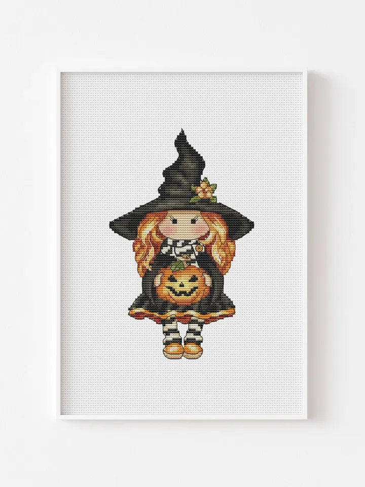Halloween Cross Stitch Pattern PDF, Witch Cross Stitch Pattern Pdf, Black Magic Cross Stitch, Halloween Counted Pdf Chart