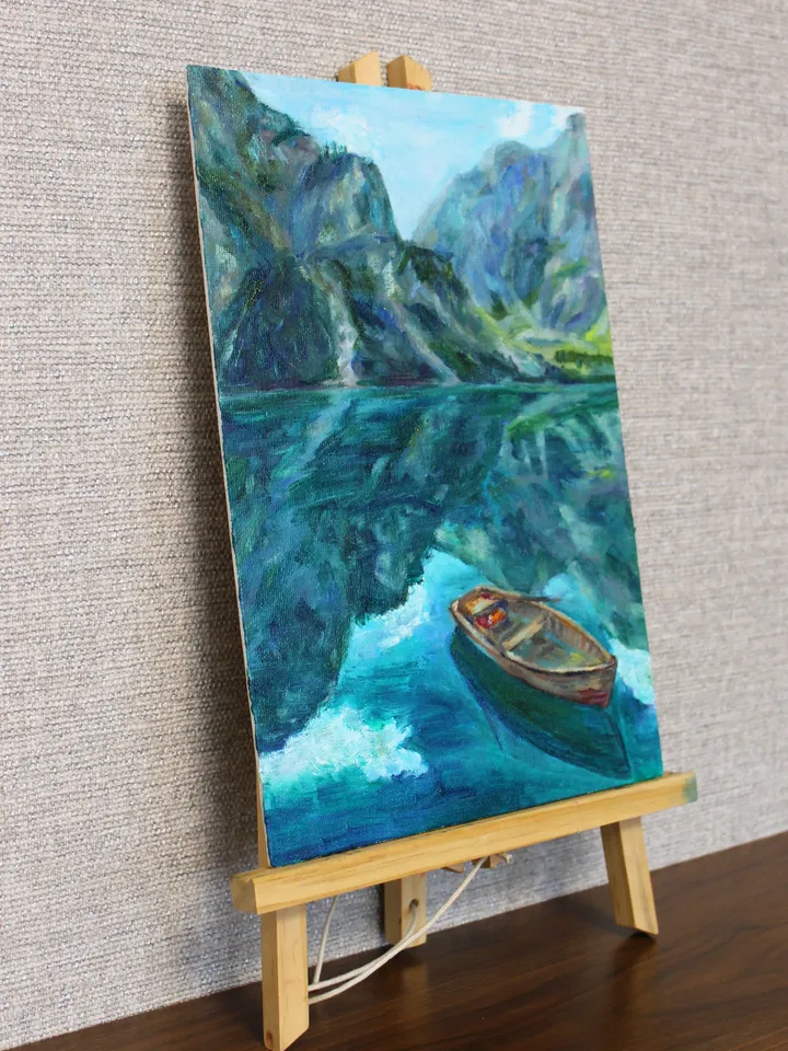 Lake landscape oil painting