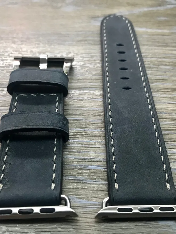 Black Genuine Leather Apple Watch Band for Series 7 45mm, iWatch Series 6 44mm Watch Straps, Smart Watch Band 41mm, Wrist Watch Accessories