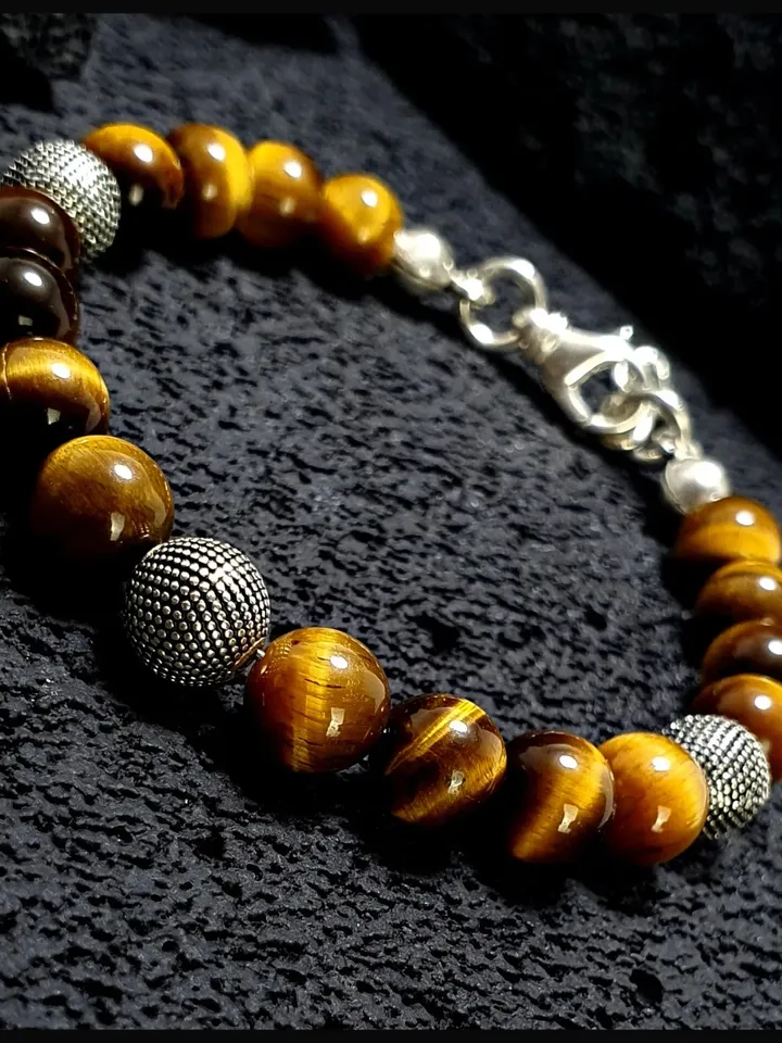 Original Brown Tiger's Eye Bracelet, Masculine Bracelet, Silver Bracelet for Men, Gift For Your Loved One, Handmade Gemstone Silver Bracelet