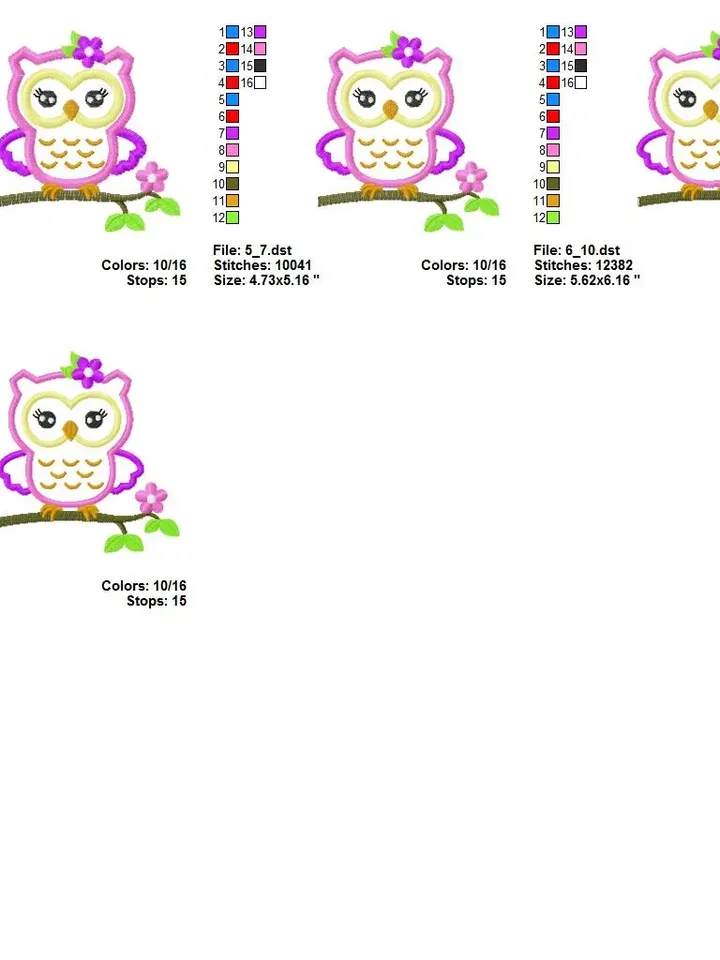 Owl Birthday for girl Design Applique for Machine Embroidery