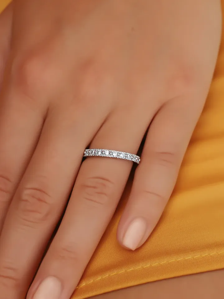 WOMEN ETERNITY RING | Custom Diamond Wedding Ring Band | Eternity White Gold Stacking Ring | Natural Diamond Ring | Personalized Jewelry