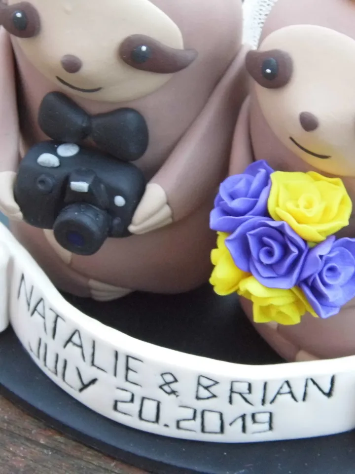 Personalized Sloth Wedding Cake Topper, Wedding Photographer Cake Topper, Sloth Wedding Cake Figurine, Custom Sloth Animal Cake Topper Gift
