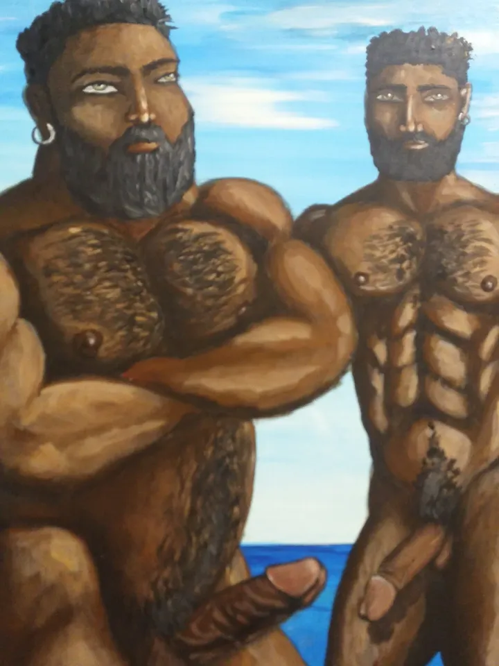 Nude Male Painting. Gay Naked Male. Hairy Black Men. Male Art.