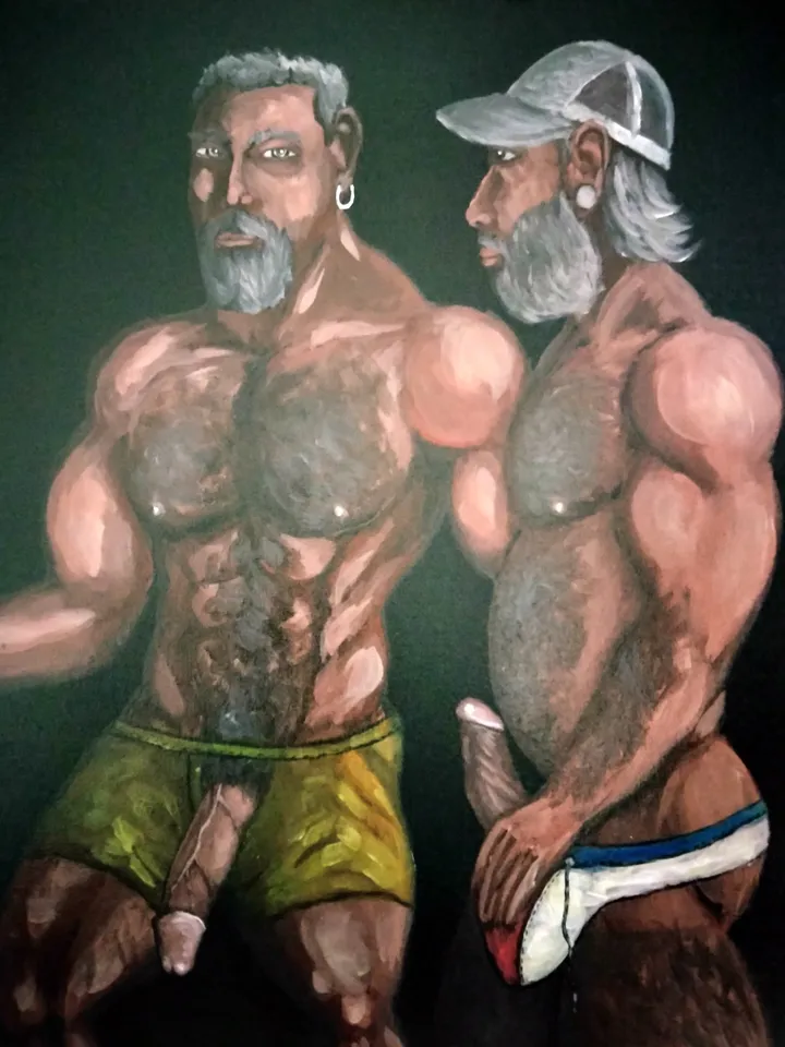 Nude Men Painting. Naked Male. Homoerotic