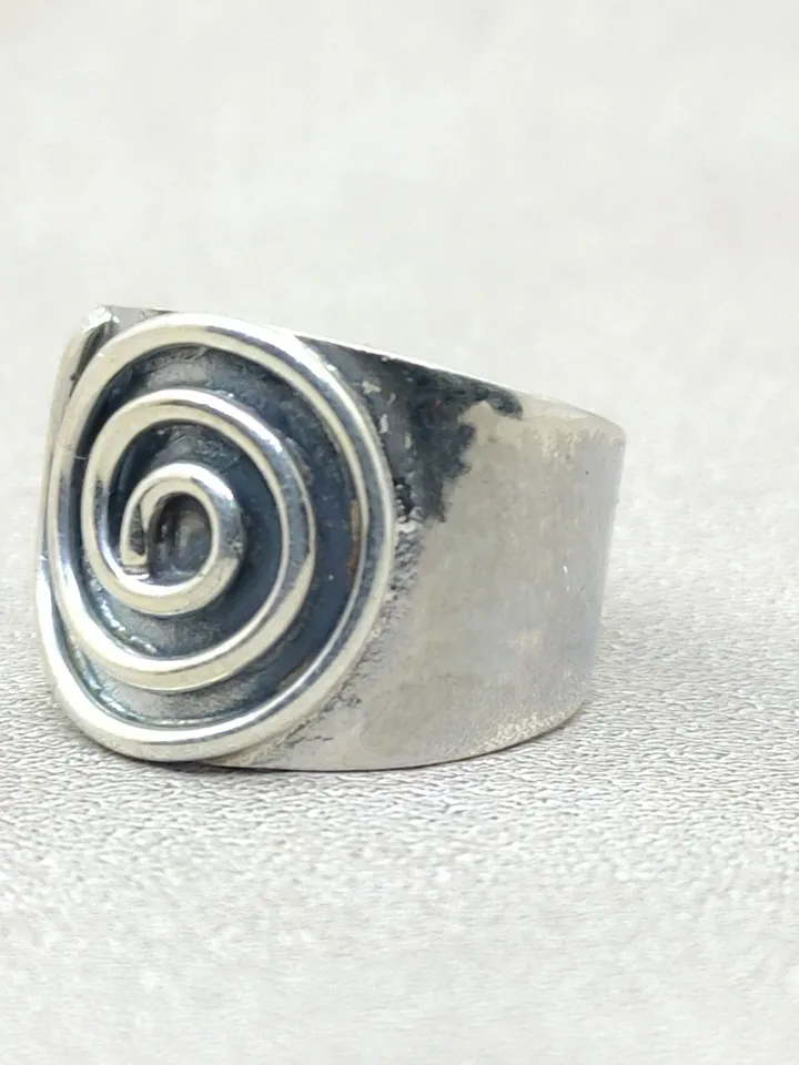 Spiral Ring, Band Ring, 925 Silver Ring, Handmade Ring, Bohemian Ring, 20mm Wide Ring, Meditation Ring, Anxiety Ring, Swirl Ring, Fine Ring