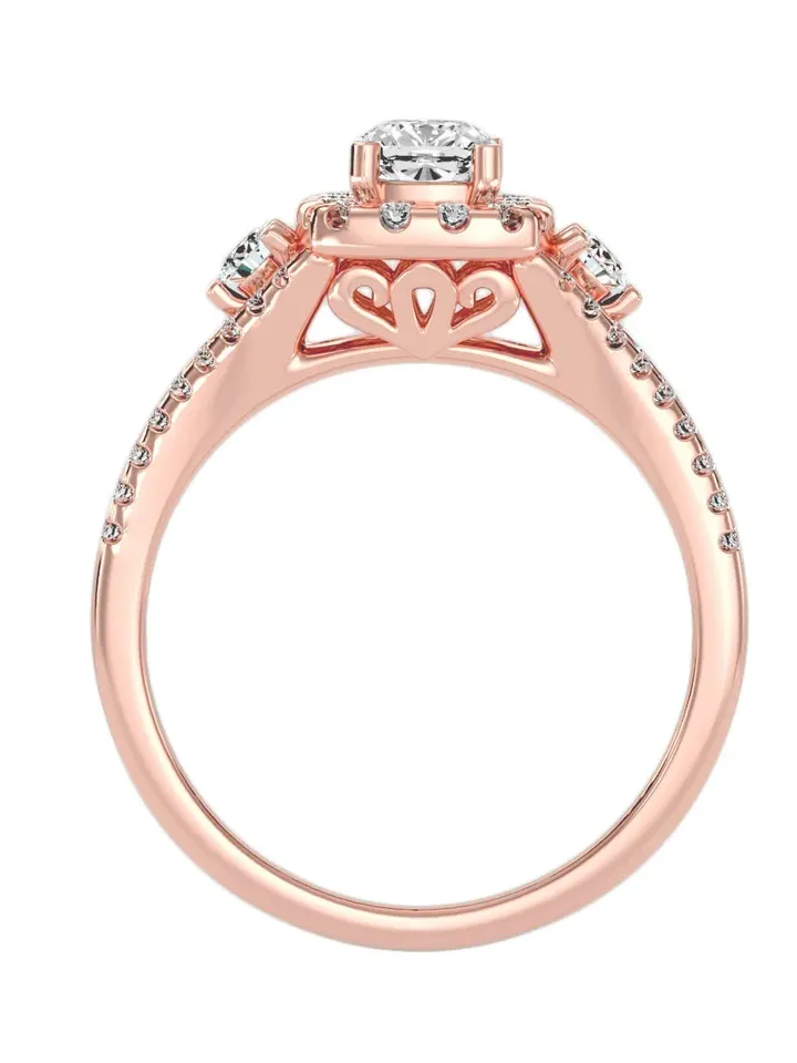 14K Gold Diamond & Moissanite 0,44 Ct G VS Engagement Ring for Women, Minimalistic, Stylish, Trendy, Gift for Her, Anniversary, Valentines