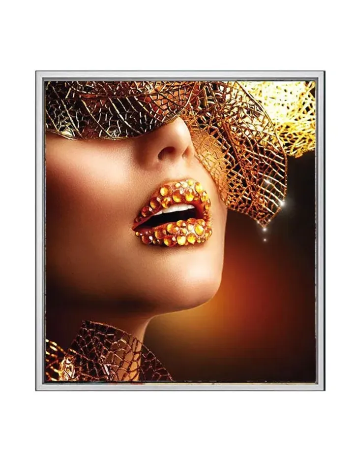 Gold woman Print on Canvas , Floating Frame Option, Modern Wall Art, Extra Large Canvas Wall Art