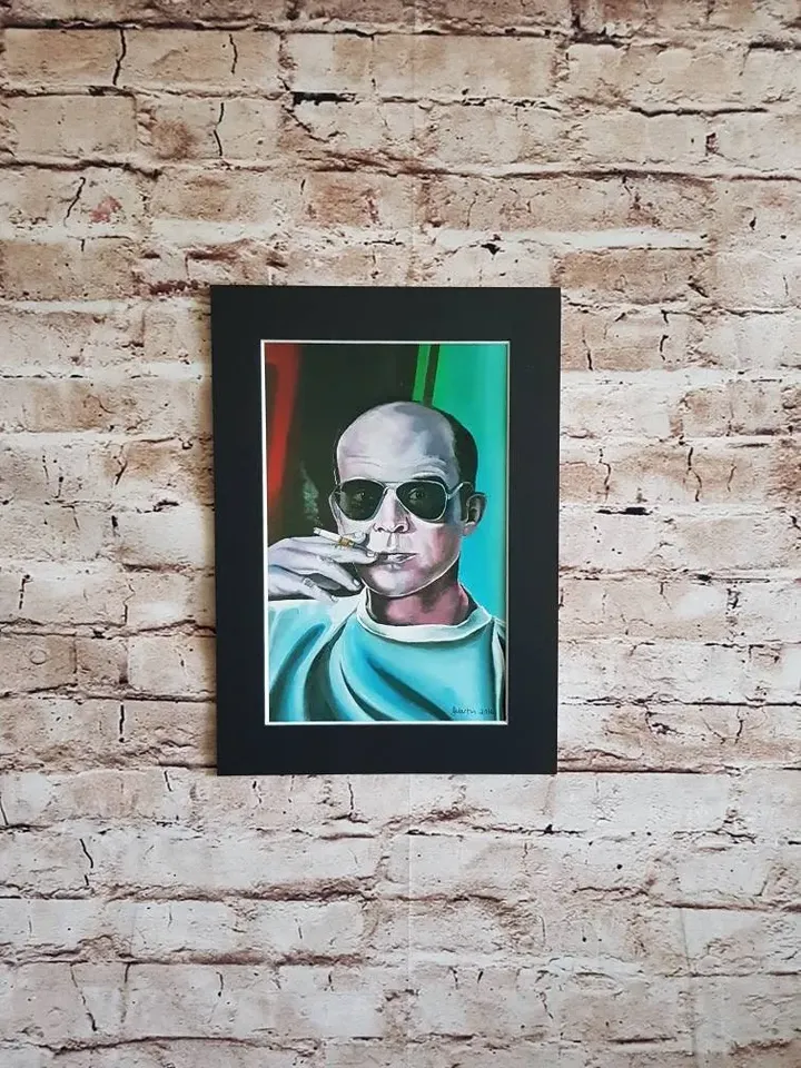 Hunter S Thompson Portrait, Fear and Loathing in Las Vegas, Hells Angels, Gonzo, unmounted, unframed