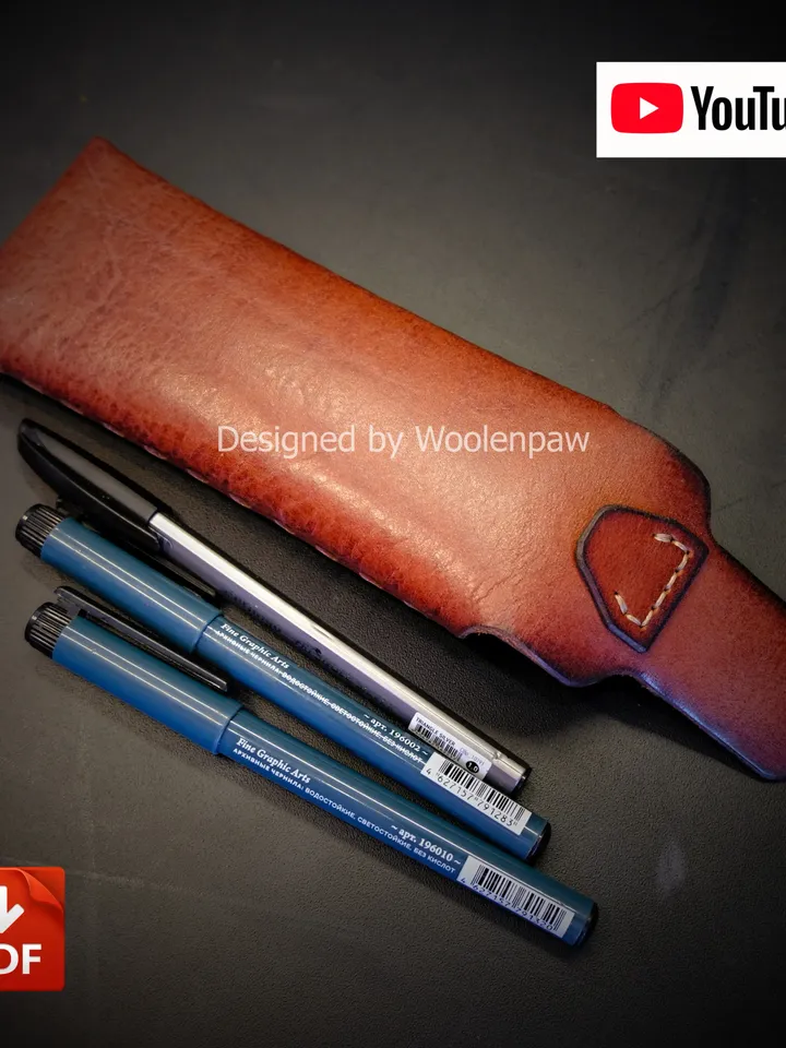Leather glasses case / pen case - leather pattern. NS7