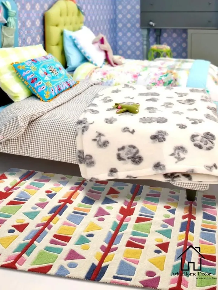 Multi Color Woolen Area Rug For Hall Kitchen Living Room Bed Room Bath Room Dining Room Kids Room Carpet / Kids Rugs / Customized Available