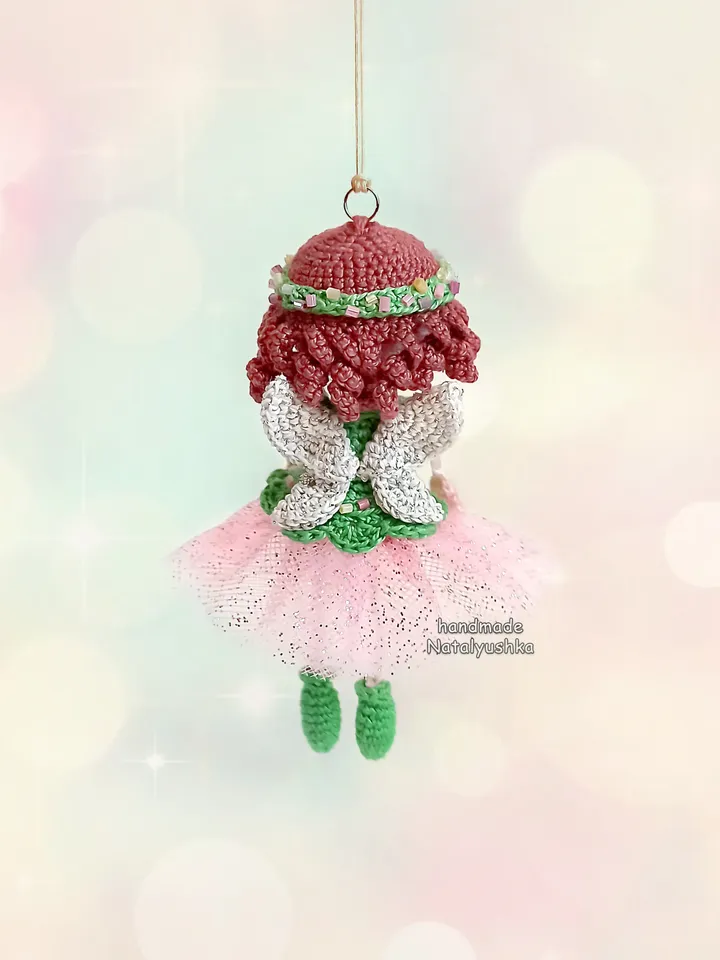 Faerie Princess keychain, Magic girl gift, Tiny Pocket Fairy, Girl nursery decor, Crochet fairy doll, Christmas gift