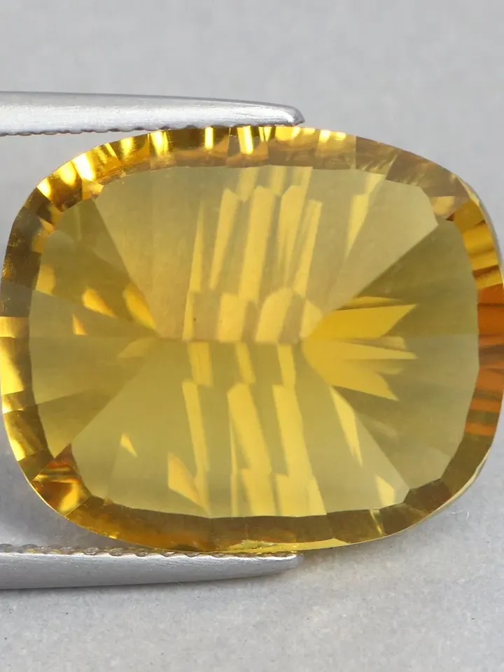 19.10 CT Glorious ! Concave Cushion Cut 100% Natural Rich Yellow Citrine From Brazil