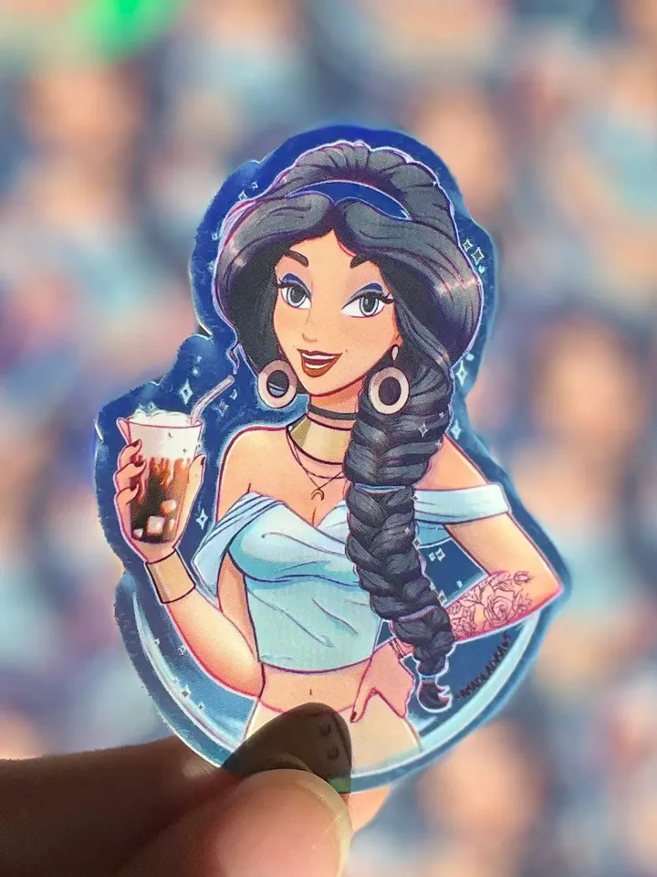 Arabic Modern Princess Holographic Sticker | Hydroflask Sticker | Laptop Sticker | Phone Sticker | Small Gift | Kids Gift | Holographic