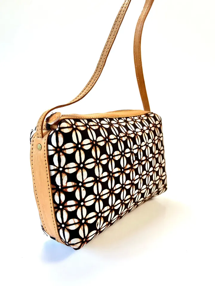 Crossbody Bag | Brown Classic Batik and Leather Bag
