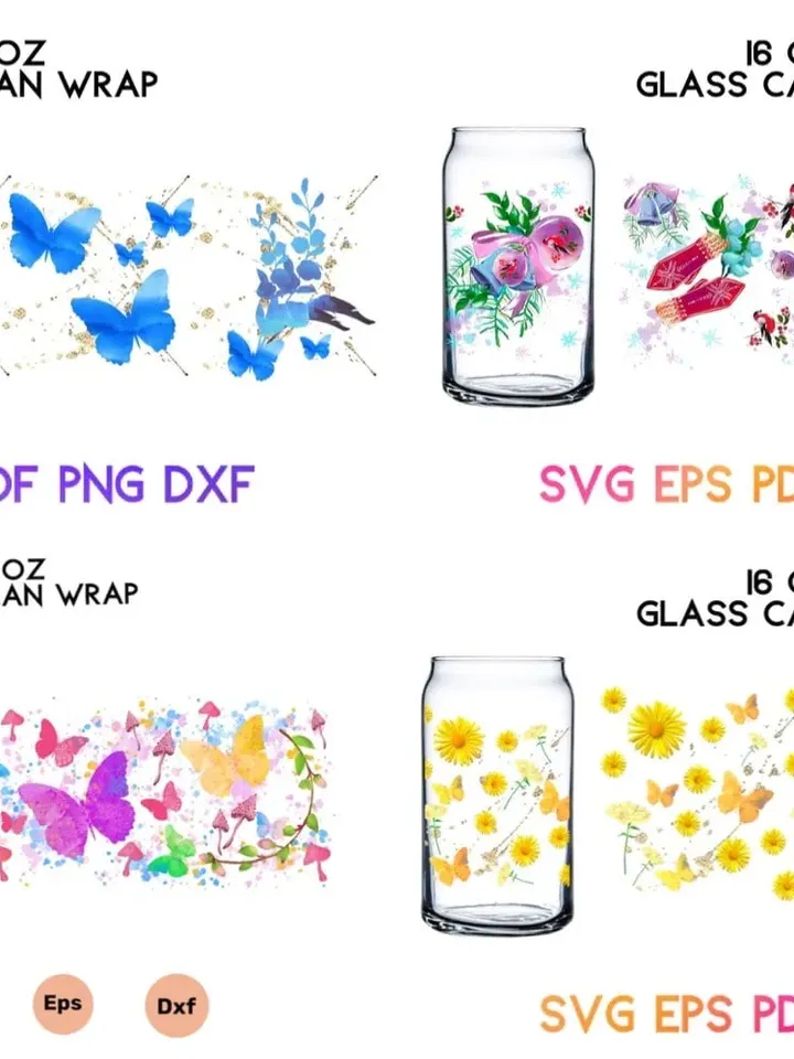 22 Designs 16 oz Libby Glass Can WrapTumbler designs patterns all tumbler bundle in the shop 2023 updated bundle ultimate design sublimation