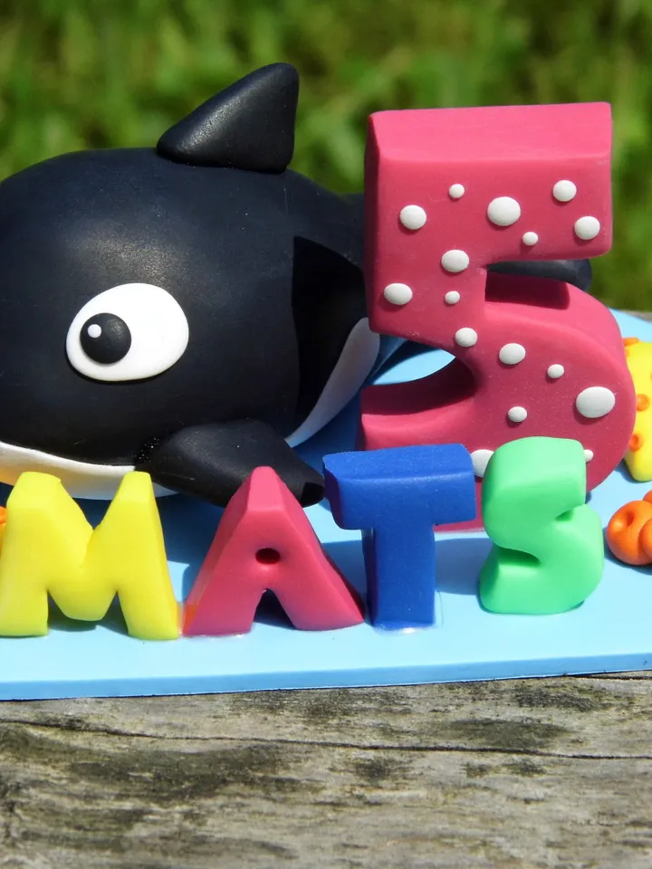 Fondant Orca cake topper, Ocean beach cake topper, Orca whale birthday party, Ocean birthday party, Customize orca figure, Sea animal topper