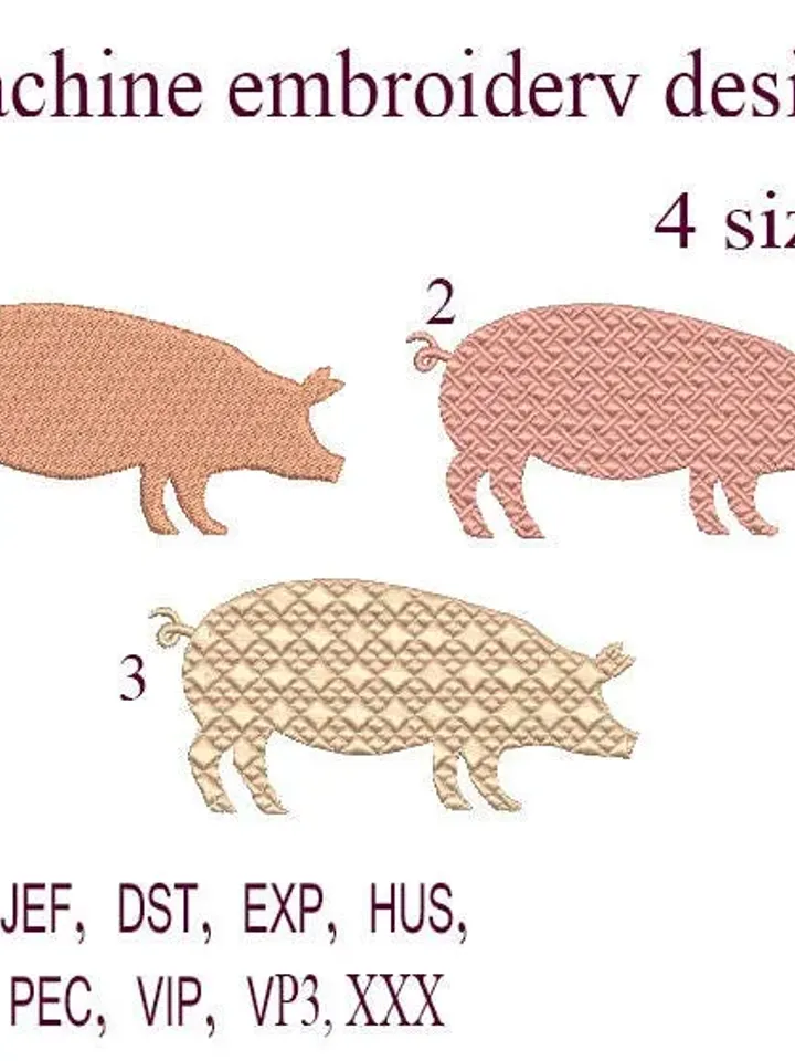 Pig Machine embroidery designs. piggy Farmer animals. Pig Silhouette Embroidery. Farmer animals. Embroidery animals. Instant Download.