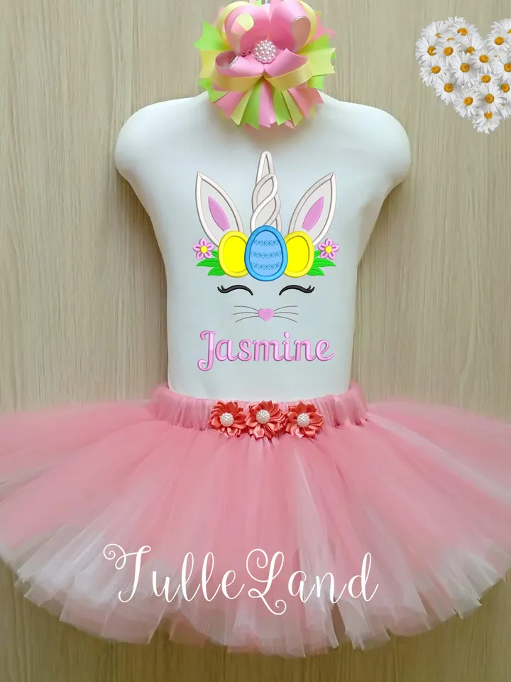 Easter Bunny Unicorn Rabbit Egg Spring Flowers Petunia Petals Girl Easter Design applique for Machine Embroidery