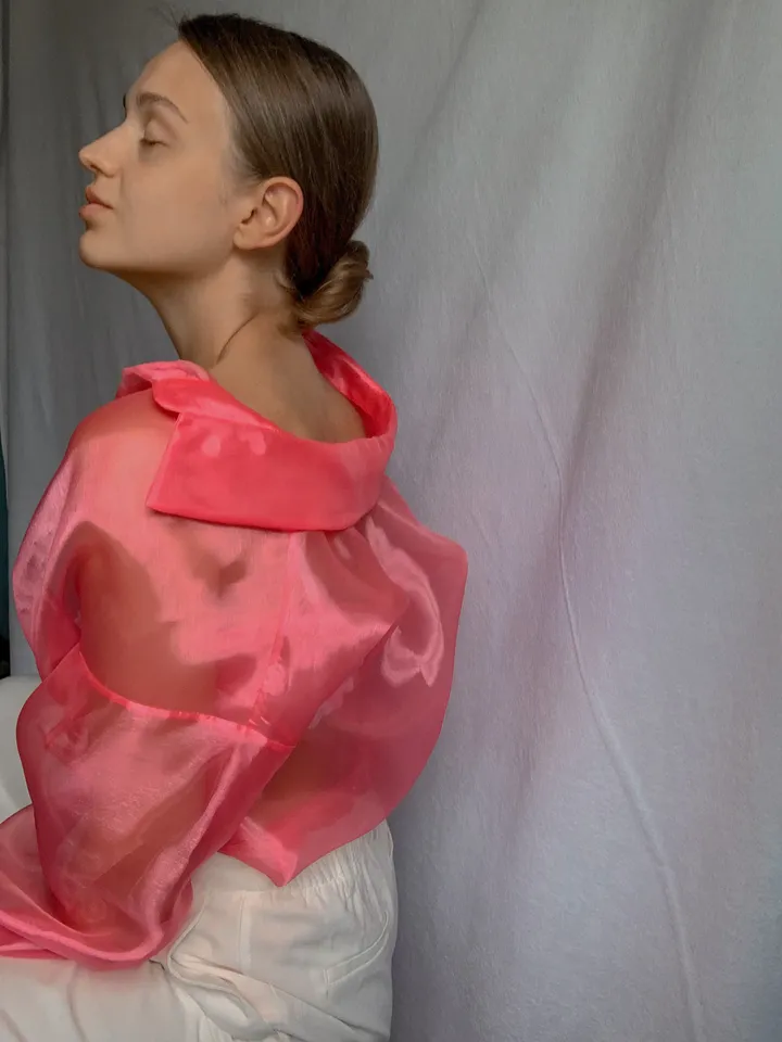 Pirate blouse woman, Transparent organza blouse, Sheer blouse, Victorian sheer shirt, Blouse with voluminous long sleeves