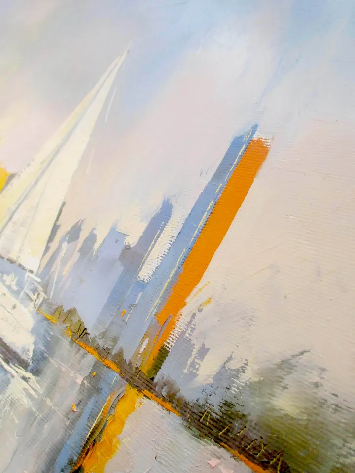 Chicago Painting ORIGINAL OIL PAINTING on Canvas, HAND PAINTED Lake Michigan Chicago Skyline Original Art by "Walperion"