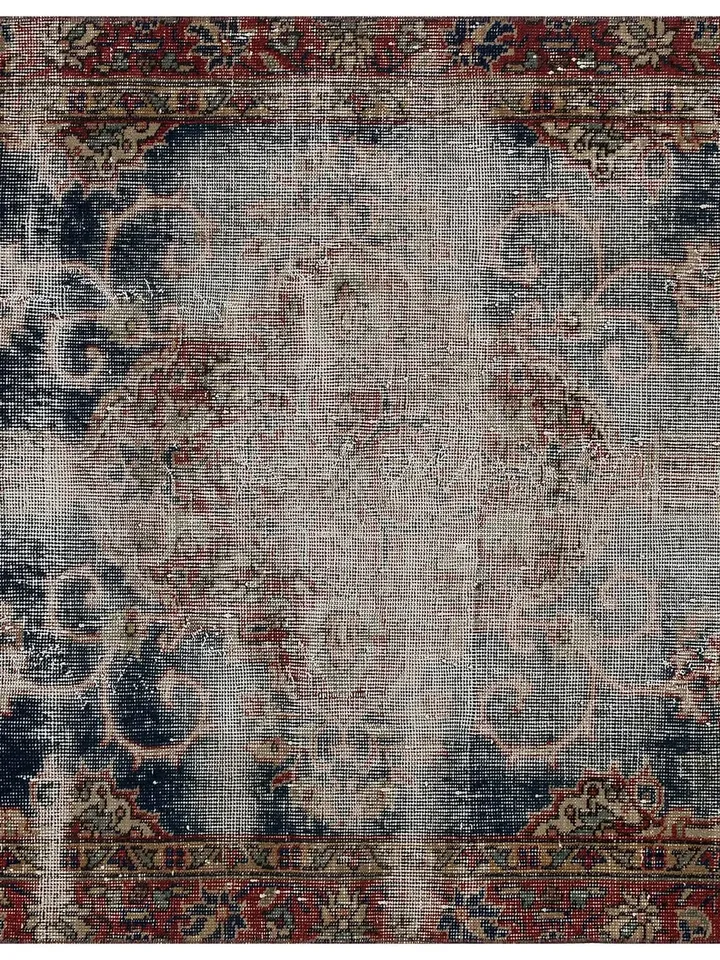 Boho Blue Turkish Kilim Rug - Premium Wool Material, Traditional Usak Patterns, 3.47X6.46 ft Size - Elevate Your Home Decor