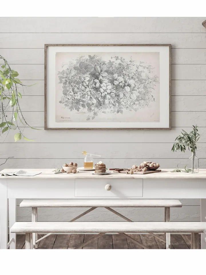 Antique Botanical Sketch, Neutral Kitchen Wall Art, Vintage Floral Printable Decor, Digital Downloadable | 256