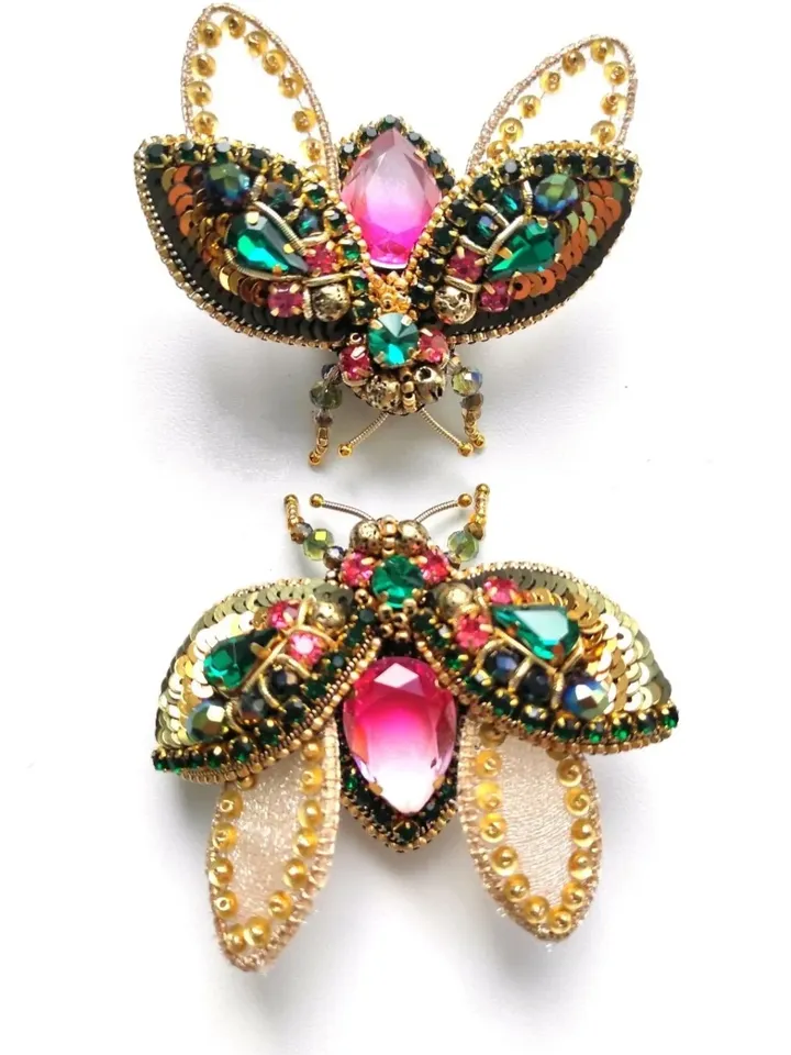 Beaded insect brooch, insect pin, mooth brooch, butterfly brooch, bug pin, bee brooch, bug brooch, insects, madam toto