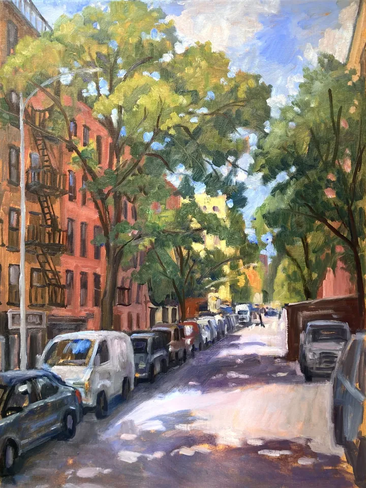 Original East Village Cityscape Painting - From 6th St and Ave A/NYC - 18x24 Oil on Linen, Urban Plein Air Impressionist Landscape