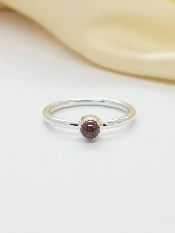 Natural Red Garnet Ring, 925 Sterling Silver, Simple Garnet Ring, Dainty Ring, Garnet Jewelry, Minimalist Ring, Midi Ring, Stacking Ring