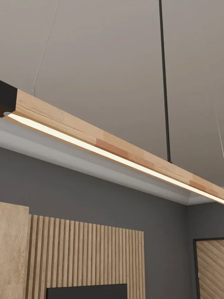 Wooden LED pendant light, wood chandelier