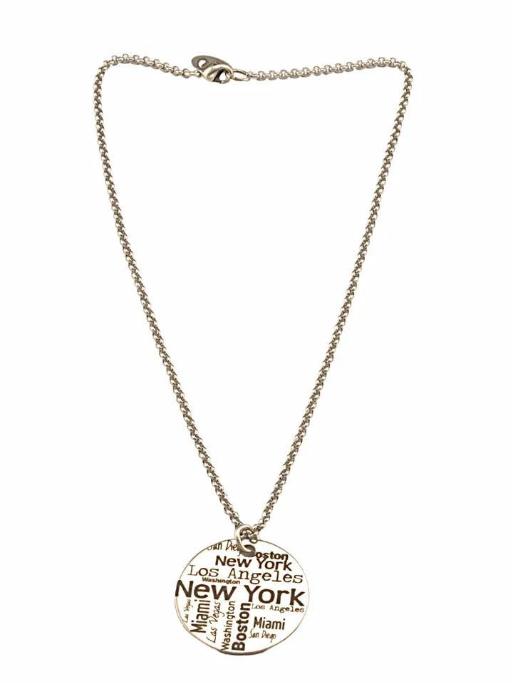 Personalized Traveler Necklace, Wanderlust Travel Gift, Visited USA Personalized Gifts, Adventure Gift for Traveler Visited Cities Crossword