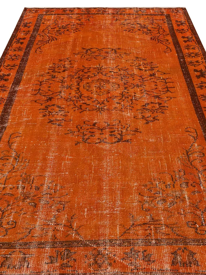 Orange Turkish Rug for living room, Turkish Rug, Oushak carpet, Home decor, 5,3x8,7 ft