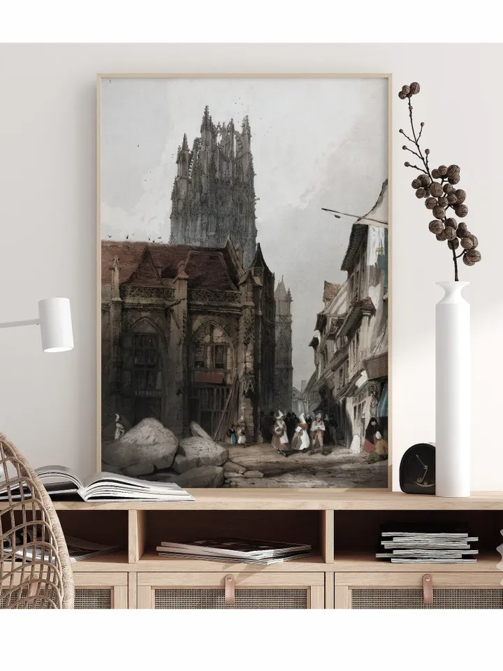 Paris Architecture Antique Wall Art, Vintage Cityscape Painting, Printable Decor | 163
