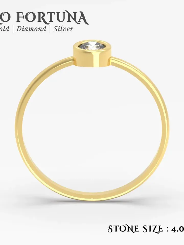 14K Gold Dainty 4.0 MM Solitaire Bezel Setting Engagement Ring Women, Minimalistic, Stylish, Trendy, Gift for Her, Anniversary, Valentines,