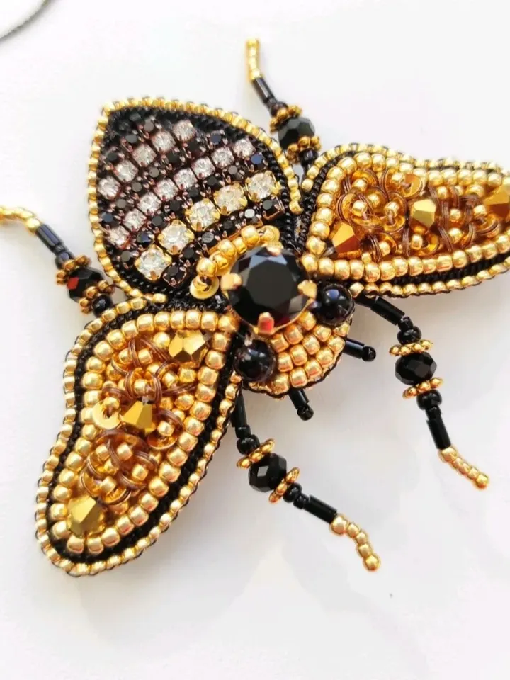 Beaded insect brooch, insect pin, mooth brooch, butterfly brooch, bug pin, bee brooch, bug brooch, insects, madam toto