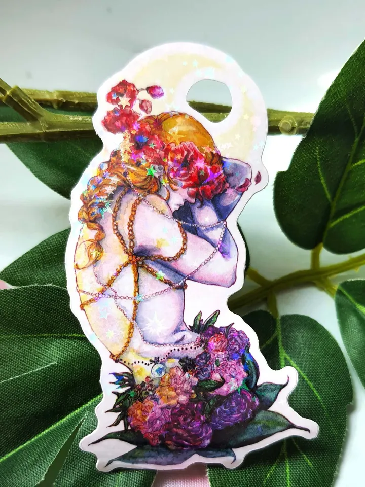Sticker Set 6 pcs + Holographic | Flowers, Mythology, femme-style | Holo sticker| Sticker watercolor | Sticker mythology | Greek Gods